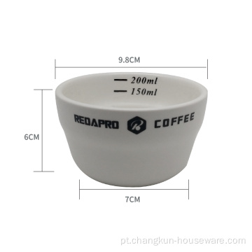 Taça profissional de cerâmica para café de 200ml com escala